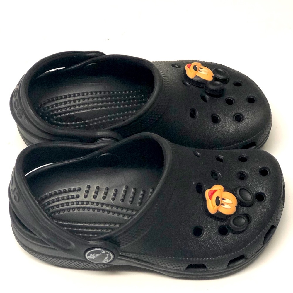 Toddler Black Classic Crocs with Mickey Charm